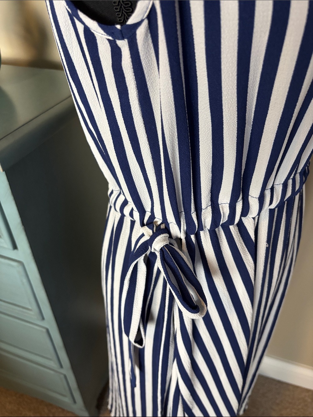 Juicy Couture Navy and White Vertical Stripe Sleeveless Midi Dress - Picture 5 of 10